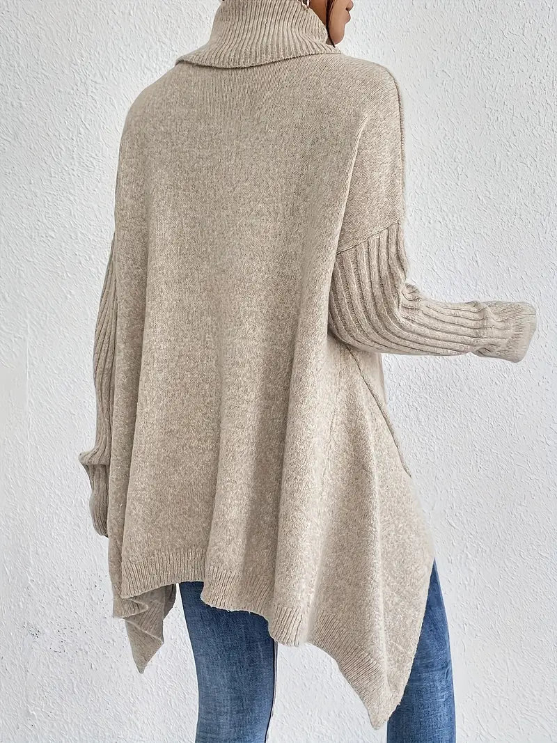 Gemütlicher langer Rollkragenpullover für täglichen Komfort