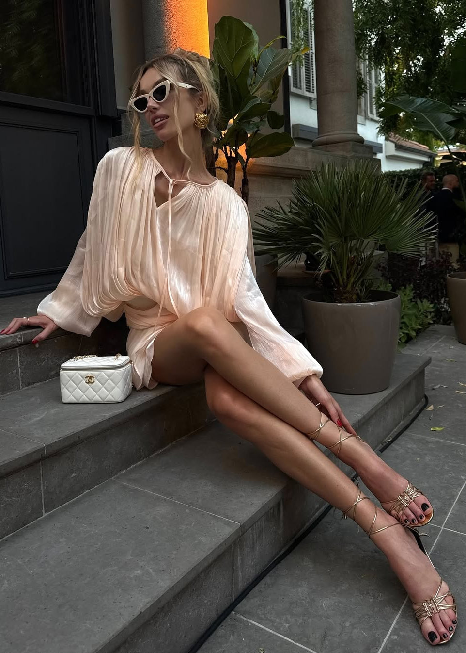 Estelle Champagner Satin Negligékleid