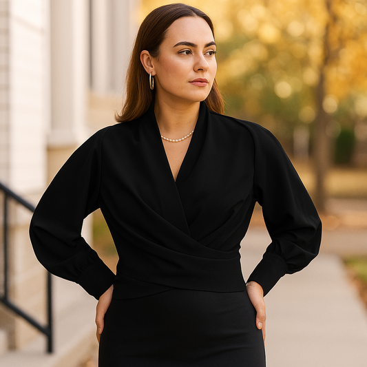 Elegante Bluse mit Puffärmeln und V-Ausschnitt für stilvolle Alltagslooks