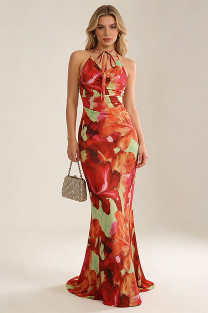 Maxikleid mit tropischem Blumenmuster