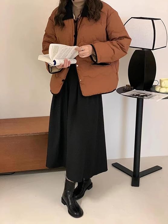 Stehkragen Steppjacke mit Knöpfen