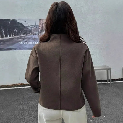 Legere Cropped-Jacke mit Stehkragen und Reißverschlussverschluss