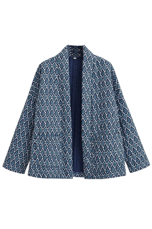 Locker sitzende leichte Baumwolljacke mit Diamantmuster