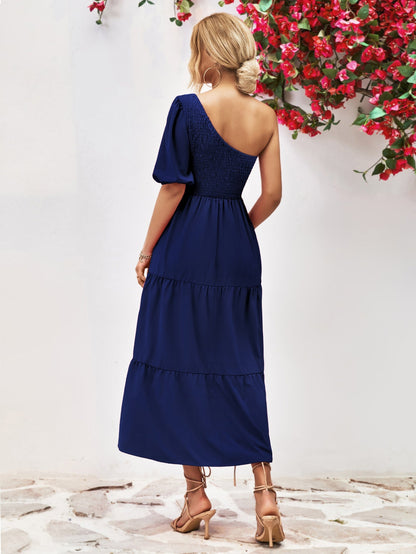 Oli® | Gerüschtes Midi-Kleid mit einer Schulter und Rüschendetail