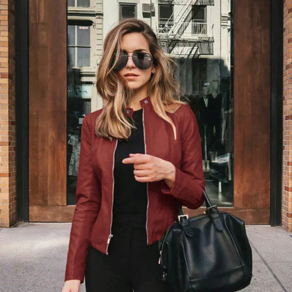 Elegante italienische Leder-Bikerjacke