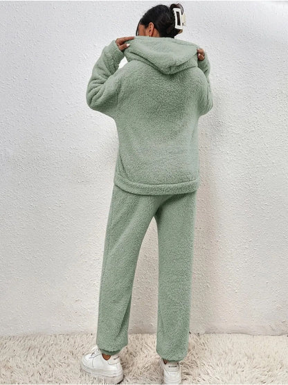 Gemütliches Teddy-Zweiteiler-Loungewear-Set für Damen