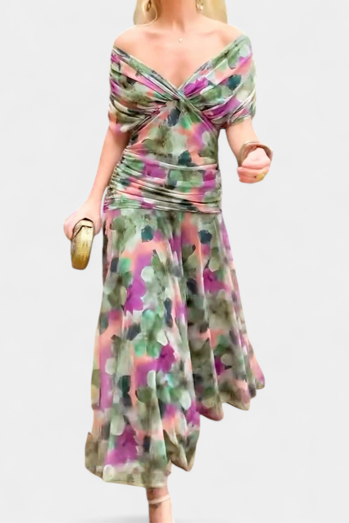 Elegantes Maxikleid für Damen mit floralen Falten
