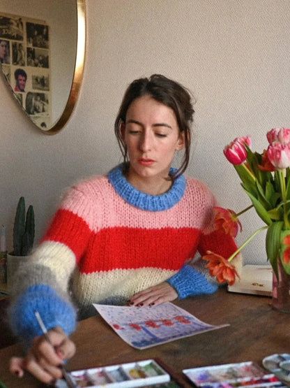 Bunter gestreifter Strickpullover für lässig-elegante Looks