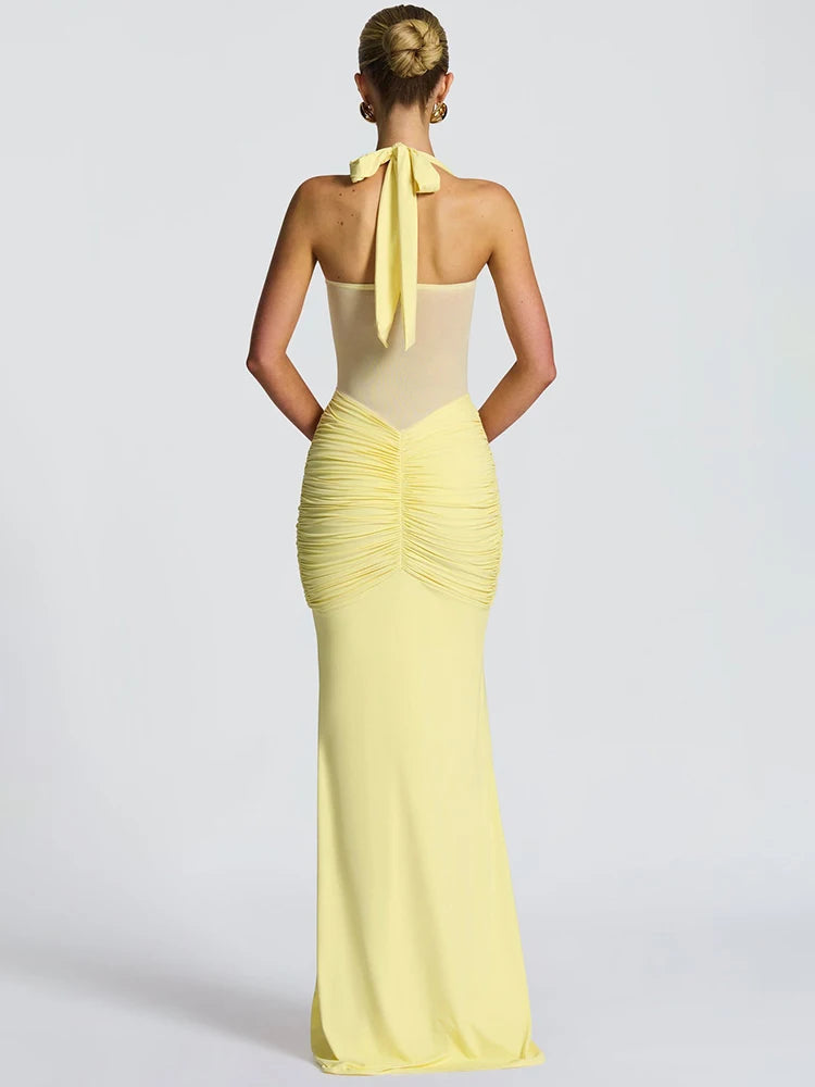 Halter Raffung Bodycon Maxikleid Sculpting Abendkleid