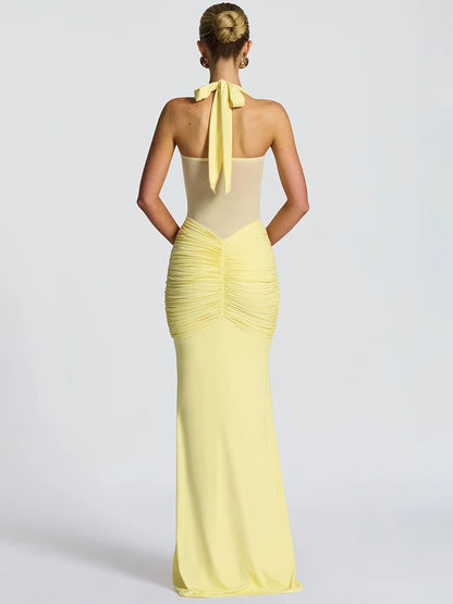 Halter Raffung Bodycon Maxikleid Sculpting Abendkleid