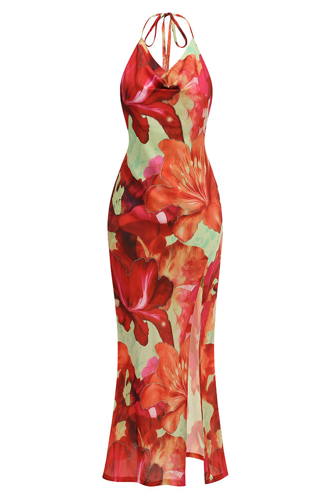 Maxikleid mit tropischem Blumenmuster
