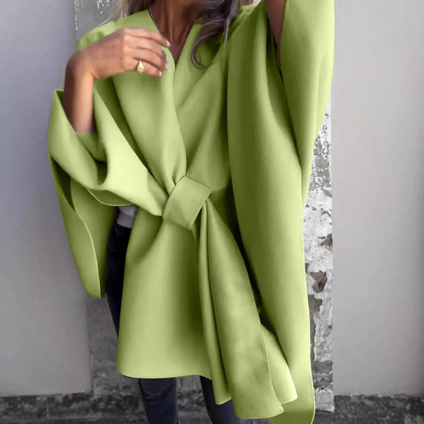 Gemütlicher langer Strickcardigan mit Fledermausärmeln