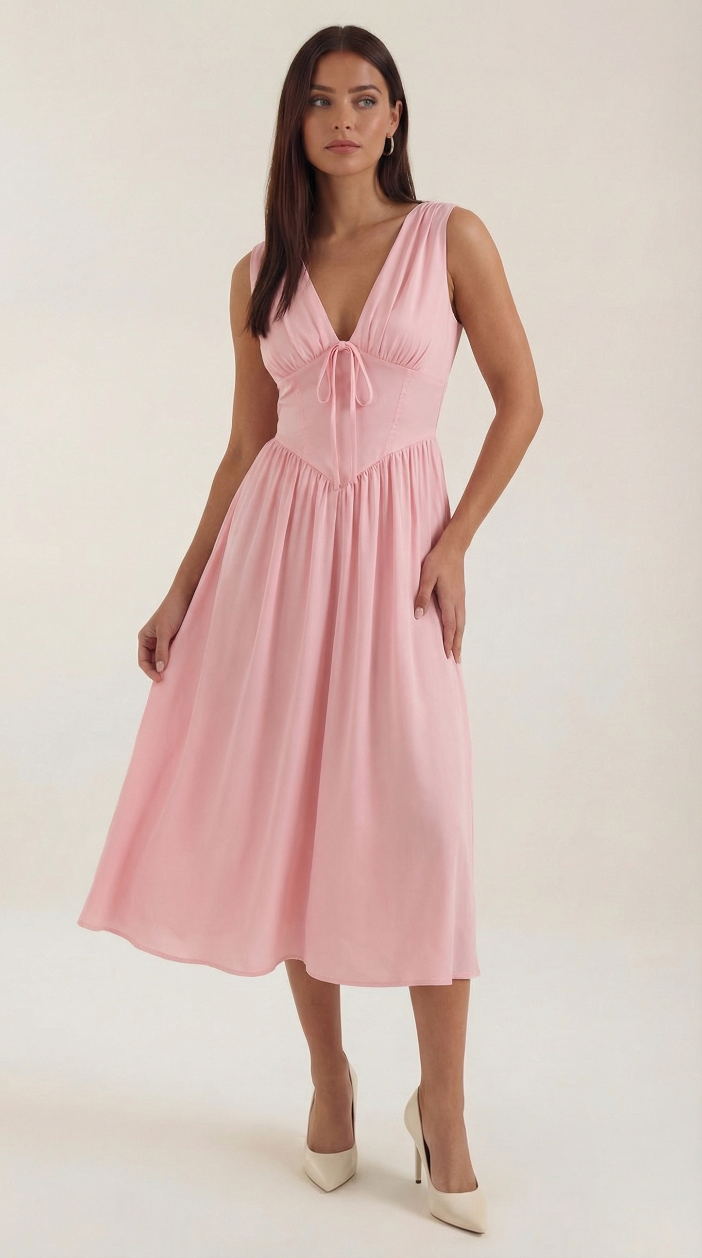 Damen Korsett Midi Sommerkleid