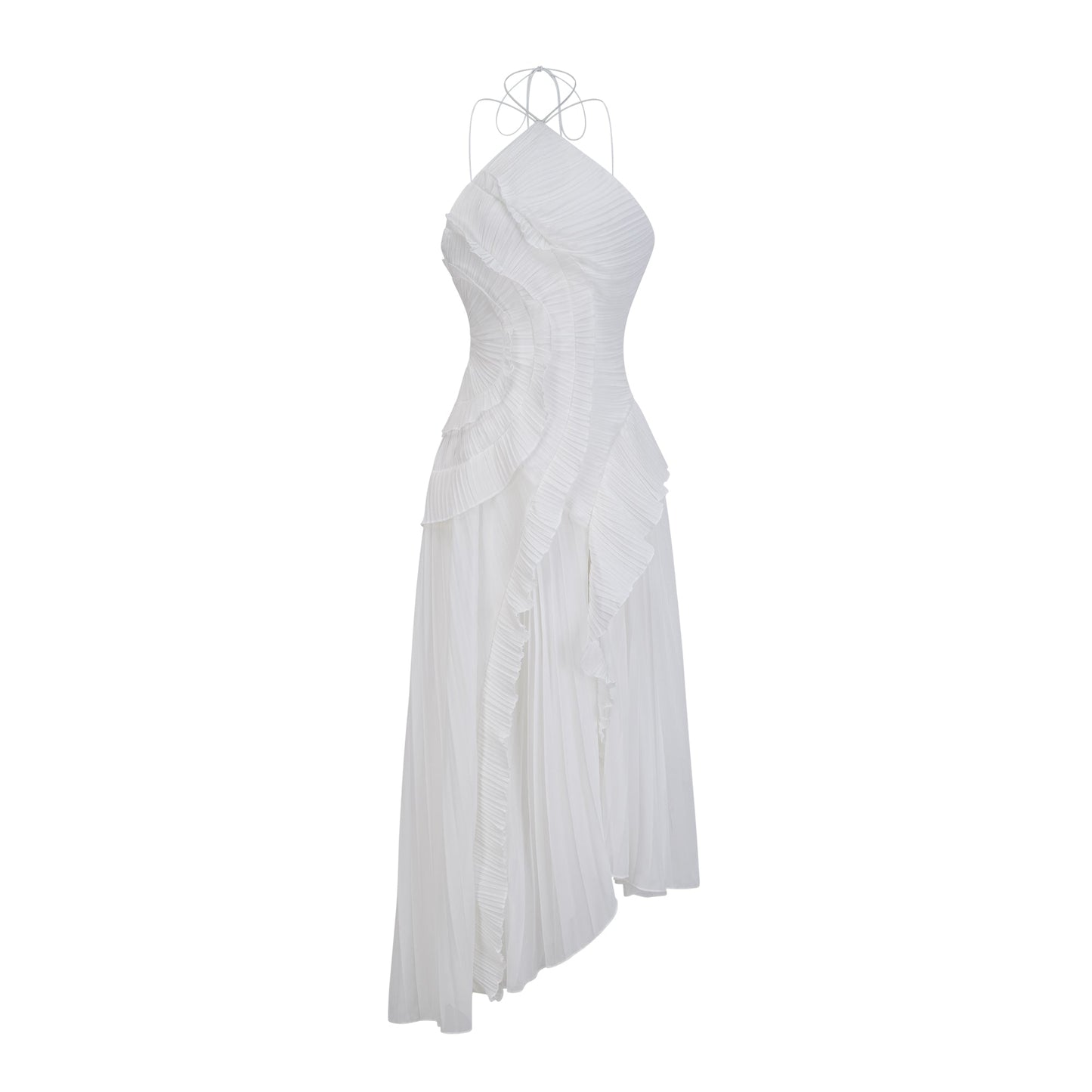 Tee-Rosenweißes plissiertes Midikleid für Damen