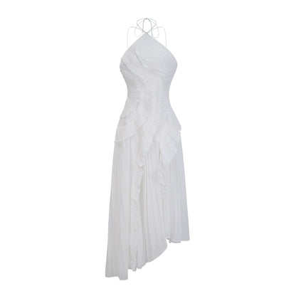 Tee-Rosenweißes plissiertes Midikleid für Damen