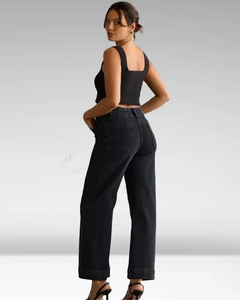 High Waist Weite Bein Jeans für Damen