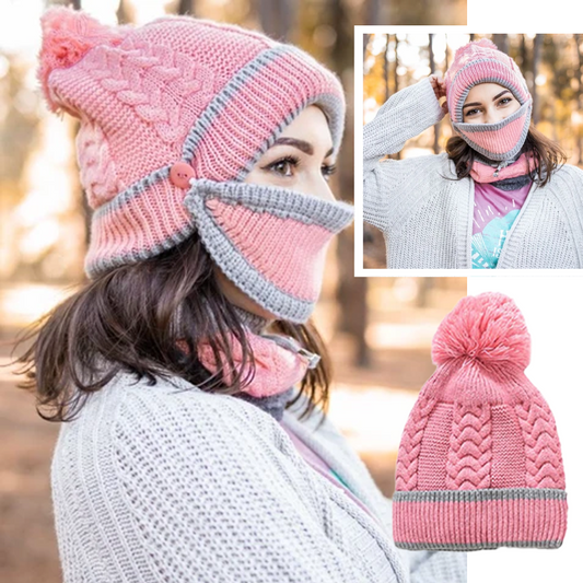 Gemütliches Strickset aus Wintermütze und Schal für Damen