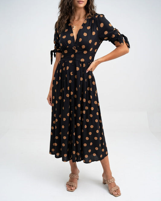 Elegantes Midi-Kleid mit Polka Dots für Damen