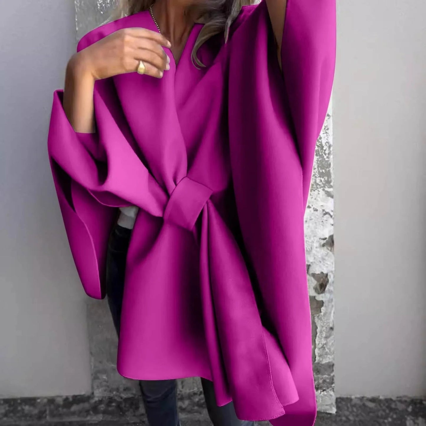 Gemütlicher langer Strickcardigan mit Fledermausärmeln
