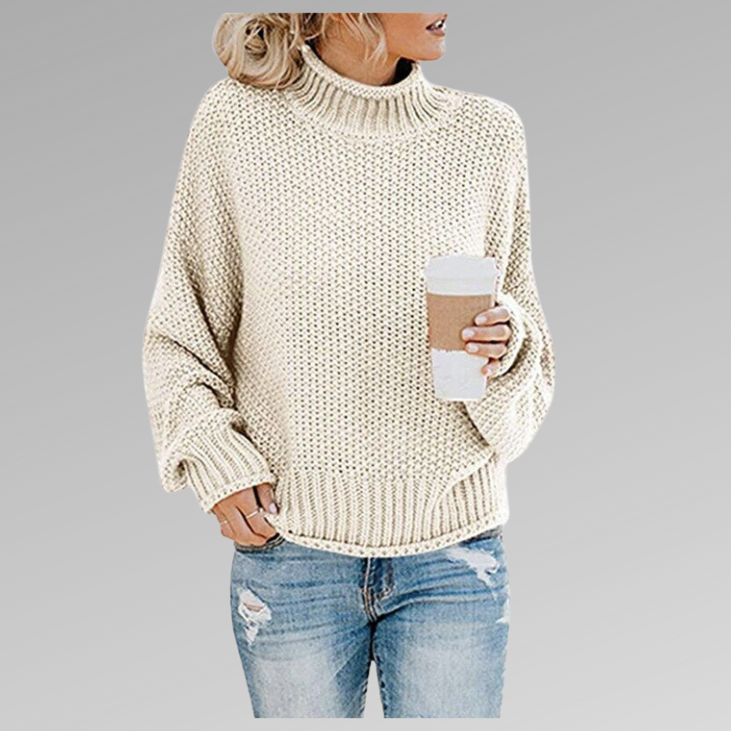 Gemütlicher Pullover mit hohem Kragen