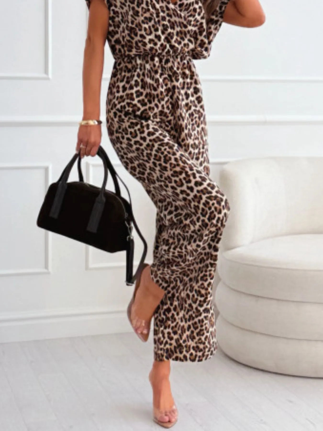 Weitbein-Jumpsuit mit Animal-Print für Damen