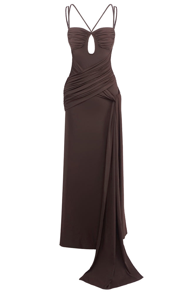Maxikleid mit Trägern, drapiertem Design und verstellbarem Taillendetail