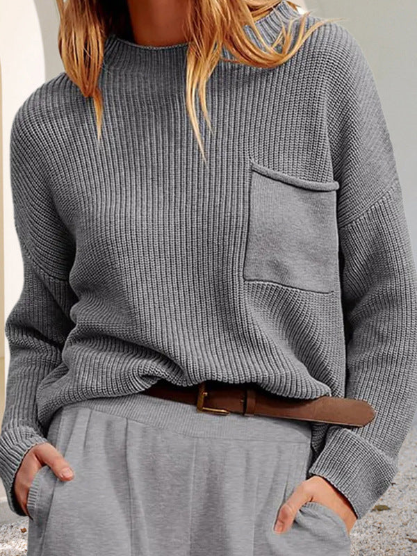 Gemütlicher entspannter Strickpullover mit Taschen