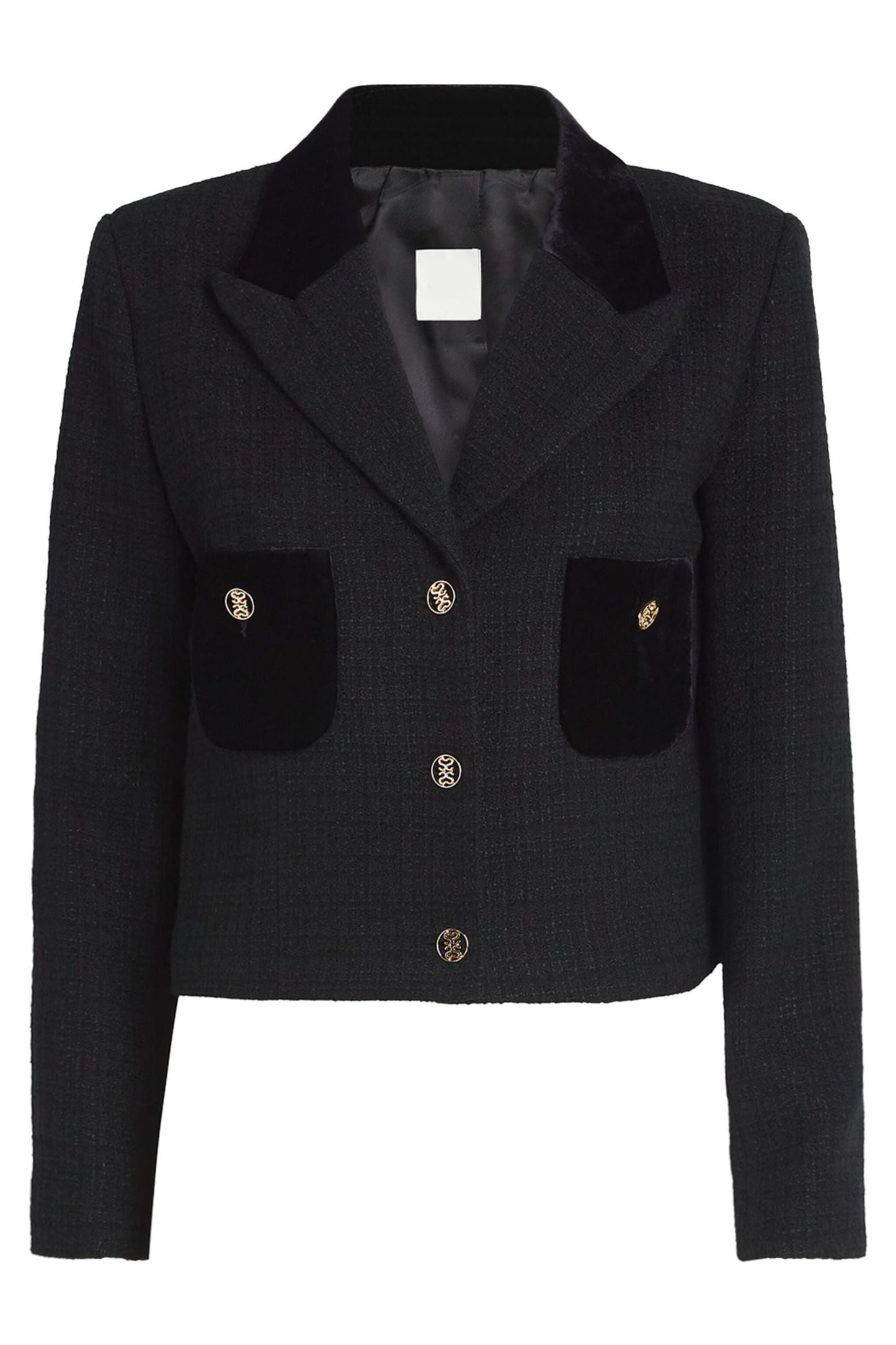 Velvet-Blazer mit Metallknopf-Details