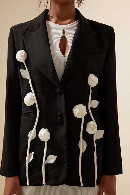 Blazerjacke mit Blumenmuster und langen Ärmeln