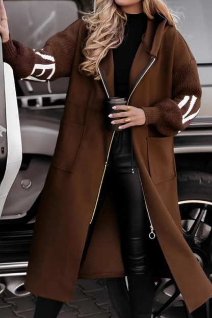 Gemütliche Strick-Hoodie-Jacke mit Ärmeln für Damen