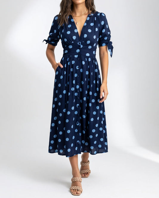 Elegantes Midi-Kleid mit Polka Dots für Damen