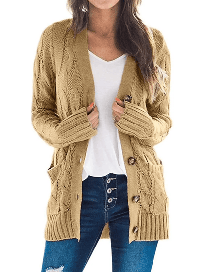 Strickjacke mit offenem Vorderteil und Zopfmuster