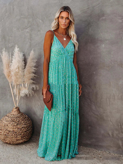 Böhmisches grünes Sommer-Maxikleid