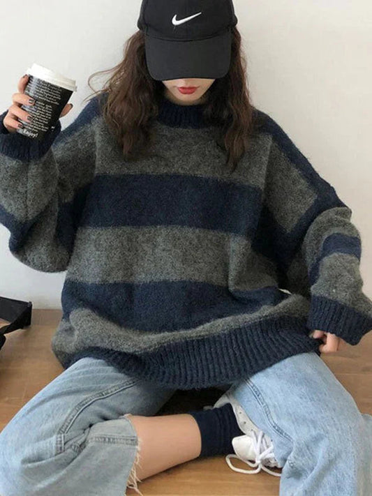 Gemütlicher eleganter übergroßer Strickpullover für Damen