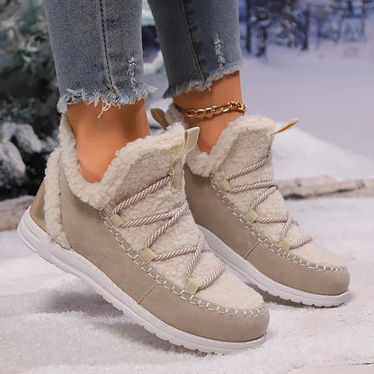 Gemütliche Plüsch-Patchwork-Winterstiefel für Damen