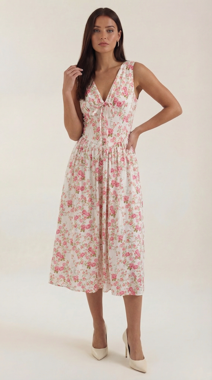 Damen Korsett Midi Sommerkleid
