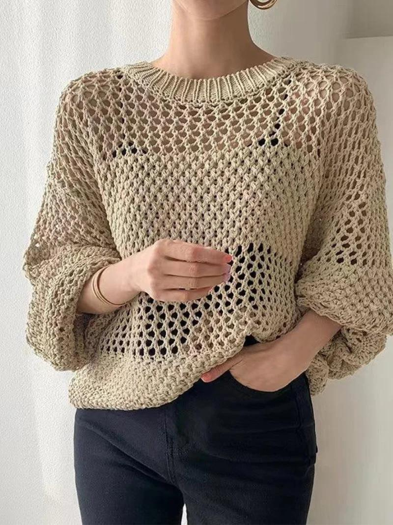 Leichter offener Häkelpullover für Lagenlook