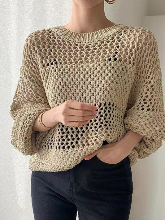 Leichter offener Häkelpullover für Lagenlook