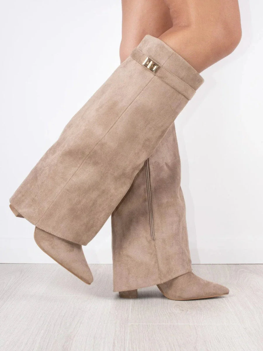 Schicke Kniehohe Stiefel mit Umschlag für Damen