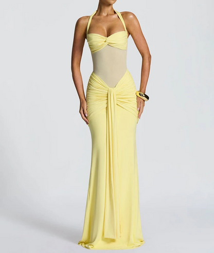 Halter Raffung Bodycon Maxikleid Sculpting Abendkleid