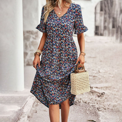 Sommer-Midikleid mit Blumendesign für Damen