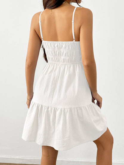Ärmelloses Stufenkleid mit Kordelzug