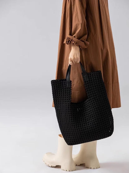 Übergroße handgewebte Leder-Tasche für den Alltag Chic