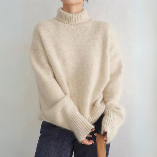 Gemütlicher weicher Strickpullover mit Rollkragen für den Herbst