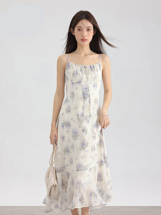 Liesel® | Fließendes Spaghettiträgerkleid mit Blumendruck
