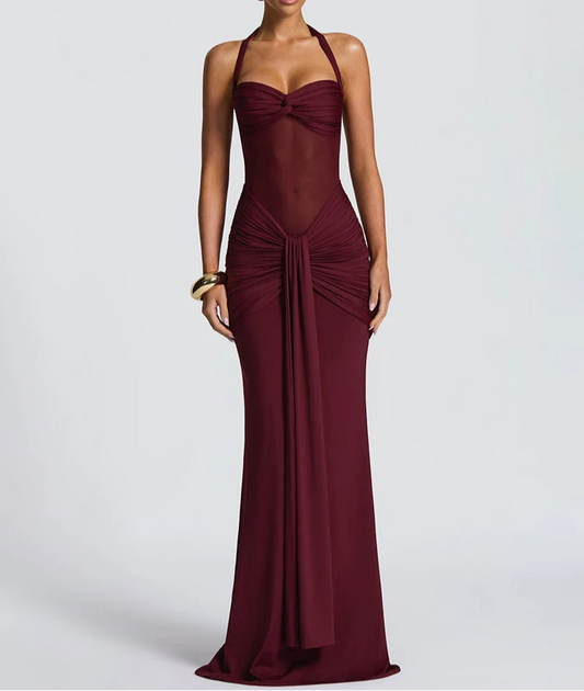 Halter Raffung Bodycon Maxikleid Sculpting Abendkleid