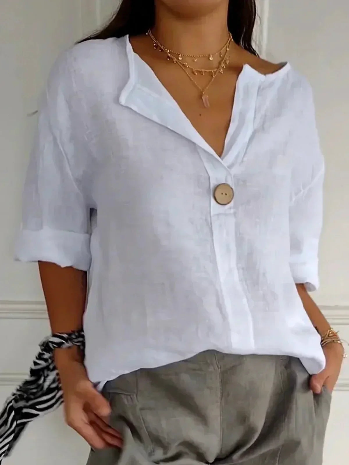Damen Freizeitbluse mit V-Ausschnitt