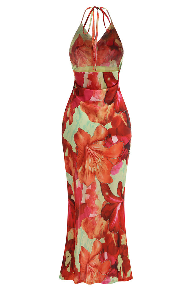 Maxikleid mit tropischem Blumenmuster