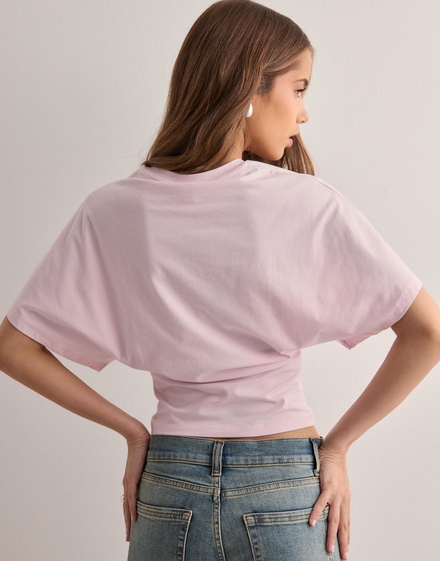 Entspanntes Baumwoll-T-Shirt mit weitem Ärmel