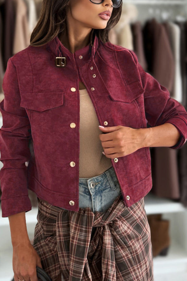Schicke lässige Jacke mit langen Ärmeln und Knopfleiste